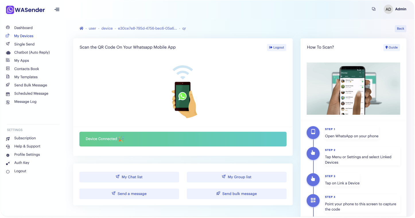 WhatsSender Dashboard